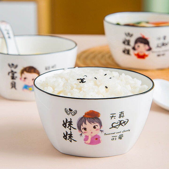 8pcs-6inch-cute-chinese-creative-family-ceramic-rice-bowl-spoons-chopsticks-sets-household-utensils-tableware-dinner-sets-bowlsth