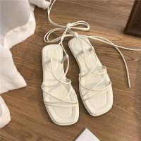 New Women Sandals Sexy Beach Party Flat Roman Shoes Lace Up Casual Fairy Style Open Toe Summer Black Leather Gladiator Sandalias