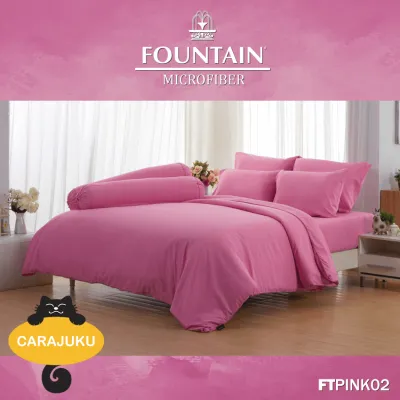 FOUNTAIN ชุดผ้าปูที่นอน สีชมพู PINK FTPINK02 #ฟาวเท่น ชุดเครื่องนอน 3.5ฟุต 5ฟุต 6ฟุต ผ้าปู ผ้าปูที่นอน ผ้าปูเตียง ผ้านวม