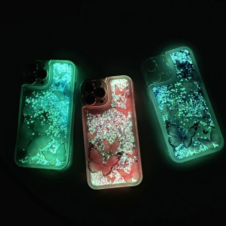 ineater-เคสครอบโทรศัพท์-iphone-14-plus-สำหรับ-iphone-14-สำหรับ-iphone-14-13-12-pro-max-11ไฮบริดเรืองแสงผีเสื้อระยิบระยับ