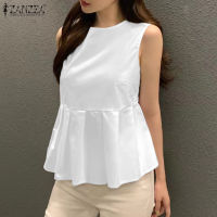 (จัดส่งฟรี)Fancystyle ZANZEA เสื้อเด็กแขนกุดลำลองธุรกิจสไตล์เกาหลีของผู้หญิงอัดกลีบ Camisoles #10