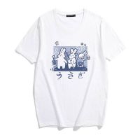 ราคาถูกขายปีใหม่เสื้อยืดผ้าฝ้าย 2023 Ulzzang Rabbit Kawaii Anime Sweet Girls Japanese Streetwear Harajuku Summer Pink Y2K Cute S-5XL