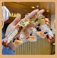 【hot】✣  Cartoon Floating Drink Keychain Female Trend Car Pendant