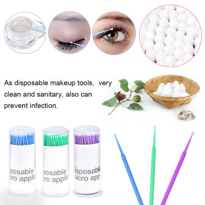 Micro Brush ไมโครบรัช  แบบ1 100 ก้าน  (Micro Applicator Tips / Micro Applicator Brush) ใช้ทำความสะอาดขนตาร่วมกับ ไพรเมอร์ เจลถอดขนตา