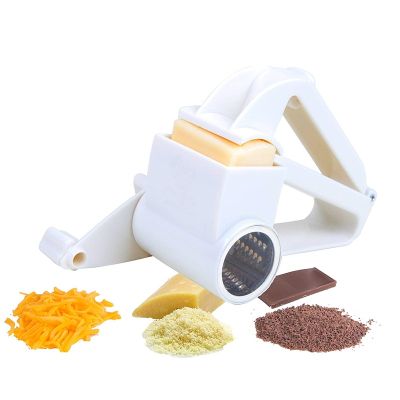 LMETJMA Multipurpose Rotary Cheese Grater Stainless Steel Cheese Grater Cutter Slicer Butter Chocolate Grater Grinder KC0270