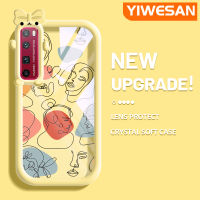 YIWESAN เคสสำหรับ Huawei Nova 7 Pro แฟชั่นแบรนด์ที่สวยงามศิลปะภาพวาดลวดลายสร้างสรรค์ขอบนุ่มเคสกันกระแทกโปร่งใสเคสโทรศัพท์ซิลิโคนเนื้อนิ่มหนาทนทานต่อการตกหล่น