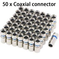 【LZ】△✑  Conector de compressão RG6 F Coaxial Coaxial Adaptador Plug para TV por satélite e cabo 50 Pack