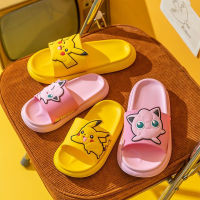 อะนิเมะโปเกมอน Kawaii Pikachu การ์ตูนรองเท้าแตะในร่มบ้านน่ารักสาวรองเท้าแตะห้องน้ำลื่นนอกชายหาดเด็กรองเท้าเด็กของขวัญ