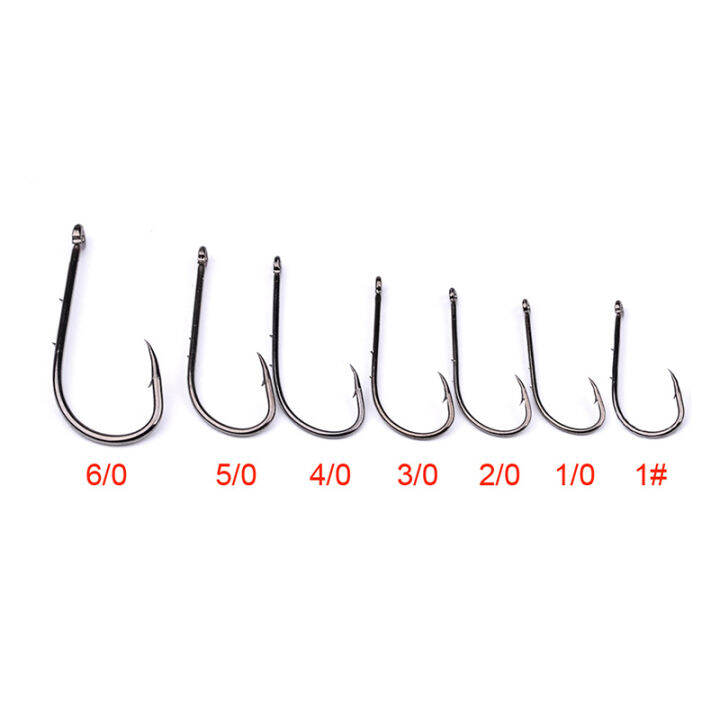 laogeliang-100ชิ้น-ล็อต-carbon-steel-fishing-hooks-head-big-crank-bass-hook-crank-หนาม-hook