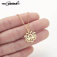 Cxwind Boho Lotus Pendants Necklaces Women Yoga Stainless Steel Colar Jewelry Buddhism Water Lily Indian Necklaces Bijoux Female Fashion Chain Necklac