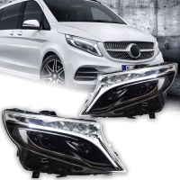 ไฟฉายคาดศีรษะแต่งรถ AKD สำหรับไฟหน้า Benz Vito 2013-2019 W447 LED ไฟฉายครอบศีรษะเครื่องฉายตกแต่งรถยนต์แบบไดนามิก