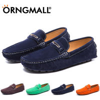 ORNGMALL รองเท้าส้นเตี้ยลำลองสำหรับบุรุษรองเท้าหนังนิ่มแบบสวมและไม่มีส้นรองเท้าหนังที่สะดวกสบายรองเท้าขับรถรองเท้าขี้เกียจสำหรับผู้ชายเหมาะสำหรับสวมใส่ในชีวิตประจำวันขนาดใหญ่38-48