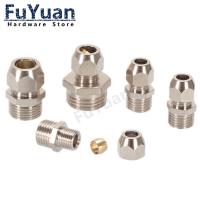 1pcs Brass Ferrule Tube Compression Fitting Connector 1/8 1/4 3/8 1/2 BSP Male Thread 4 6 8 10 12 14 16mm Tube Card set ring