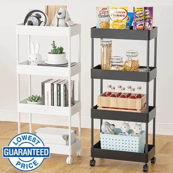 4 Layer Moving Rack Kitchen Storage Shelf Wall Home Bedroom