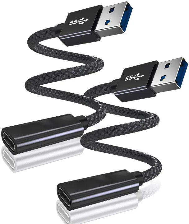 USB C Female to USB 3.0 Male Cable Adapter (2 Pack),DoubleSided 5Gbps