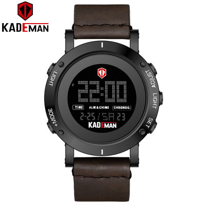 KADEMAN Original ทหารผู้ชายกีฬานาฬิกา3ATM LCD ดิจิตอลแบรนด์หรู Casual นาฬิกาข้อมือหนัง Relogio Masculino