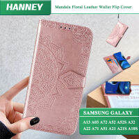 HANNEY สำหรับ Samsung Galaxy A13 A04S A14 A03 A72 A52 A52S A32 A22 4G 5G A71 A51 A21 A21S A10S A20S A50 A50S A30S A02S A03S S20FE M51 NOTE 10 S10 LITE A31 A11 M31S เคสโทรศัพท์3D Mandala เคสแบบพับปิดได้เคสกระเป๋าสตางค์ดอกไม้ด้วย MTL-01กระเป๋าเก็บบัตร