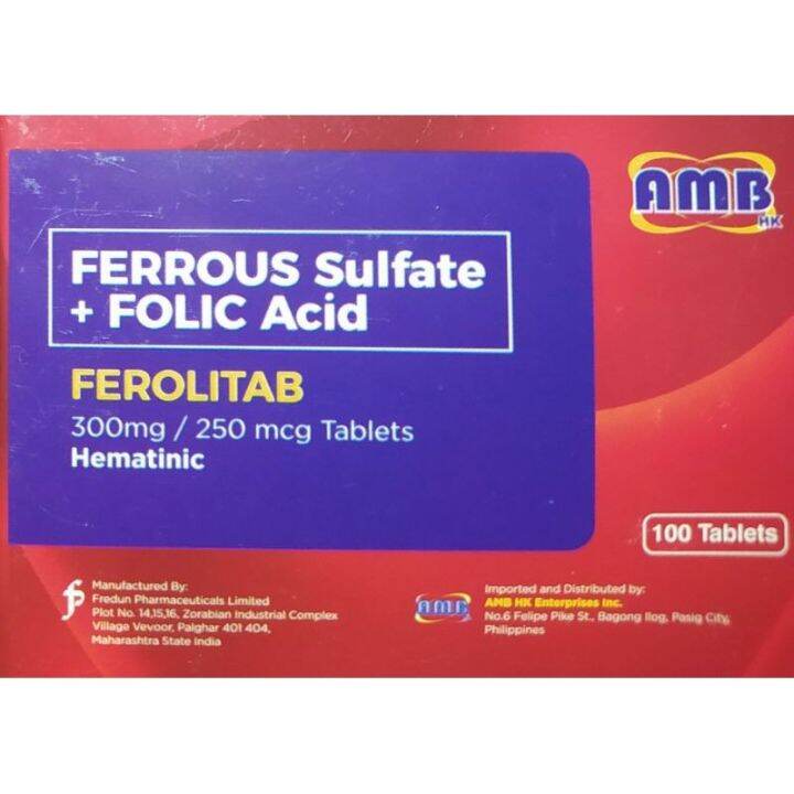 FEROLITAB (100 Tablets) Ferrous Sulfate Folic Acid exp date: Nov 30 ...