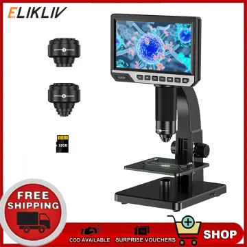 Elikliv EDM4 4.3 Coin Microscope, LCD Digital Microscope 1000x, Coin Magnifier with 8 Adjustable LED Lights, PC View, Windows Compatible
