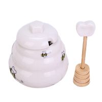 hotx【DT】 Honey Pot With Dipper Giftable Jar Can Household Seasoning Storage