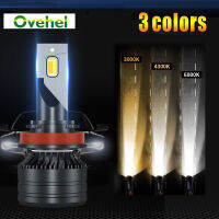 OVEHEL ไฟหน้ารถสองสี H4 LED 22000LM H7สามสี H11 H8 9005 ‑ 9006 H3หลอดไฟ LED 12V 6000K 3000K 4300K ไฟตัดหมอก