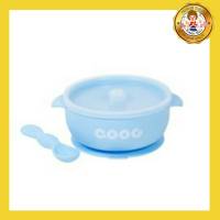 QOOC Bowl ซิลิโคน+มีฝาปิด+ช้อนซิลิโคน (สีฟ้า)