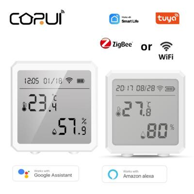 CORUI Zigbee WIFI Tuya Smart Temperature And Humidity Sensor With LCD Screen Display Support Smart Life Alexa Google Assistant
