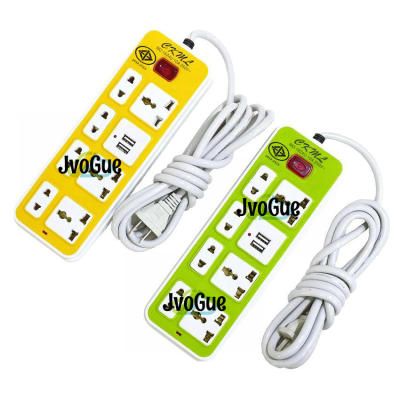 Jvogue ปลั๊กไฟ 7 ช่อง 2 USB สาย 3 เมตร ปลั๊กไฟusb ปลั๊กสามตา ปลั๊กพ่วง ปลั๊กชาร์จusb รางปลั๊กไฟ ปลั๊ก 3 ตา ปลั๊กพ่วง (สุ่มสีเลือกสีไม่ได้)