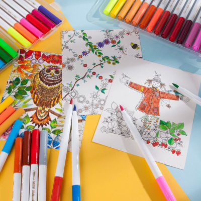 เด็กปลอดภัยสีน้ำ Art Markers แปรงปากกา Dual Tip Fineliner Drawing สำหรับการประดิษฐ์ตัวอักษรภาพวาด12สีชุด Art Supplies