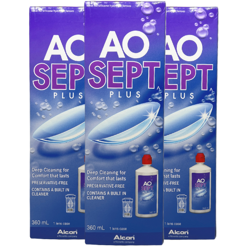 (Pack of 3) Alcon AOSEPT Plus Cleaning Sterile Disinfecting Contact
