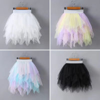 VIDMID Girls half skirt childrens cake fluffy tutu skirt princess lace irregular mesh skirt rainbow mesh skirts layer P158