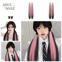 DDUI 2Pcs สีชมพูอมชมพู วิกผมหางม้า การต่อผม ไฟเบอร์ทนความร้อน วิกผมหางม้าคู่ หวานหวานแหววว ธรรมชาติตามธรรมชาติ วิกผมยาวตรง ผู้หญิง/เด็กผู้หญิง