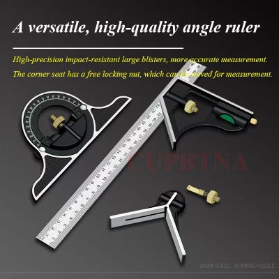 【cw】 0-300mm professional carpenter tools Combination Square Angle Ruler Stainless Steel protractor Multi-function Measuring Tool