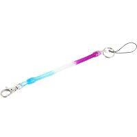 ：》’【 2X Lobster Hook Purple Blue Spring Stretchy Coil Keyring Keychain Strap Rope Cord