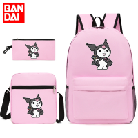 Bandai ชุดสามชิ้น New Star School Bag Cartoon Kuromi Kuromi Pen Bag Shoulder Bag Shoulder Bag Birthday Gift For Girls Boys