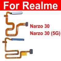 สําหรับ Realme Narzo 30 Narzo 30 5G ลายนิ้วมือ เซนเซอร์ Flex Cable ปุ่มเพาเวอร์ เซนเซอร์ ลายนิ้วมือ Home Touch ID เซนเซอร์ Flex Ribbon