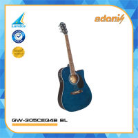 ADONIS กีตาร์ โปร่ง 14 ข้อ Guitar Acoustic 14F41" GW-305CEQ4B BL (แถมกระเป๋ากีต้าร์+ปิ๊กกีต้าร์)