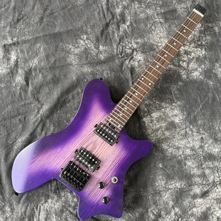 New Arrival Purple Burst Headless Electric Guitar 24 Frets Humbucker