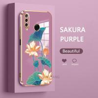 เคสสำหรับ Huawei Y6P Y8P Honor X9A X7A Magic4 Pro เคสโทรศัพท์ดีไซน์ใหม่ดอกบัวหลากสีฝาครอบด้านหลังเคสนิ่มเคลือบอิเล็คโทรเพลทกล่องกันกระแทก TPU ซิลิโคนพร้อมฟรีสายคล้อง