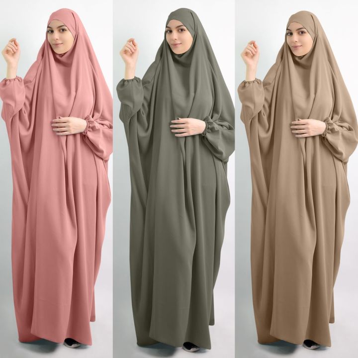 Eid Hooded Muslim Women Hijab Dress Prayer Garment Jilbab Abaya Long Khimar Full Cover Ramadan