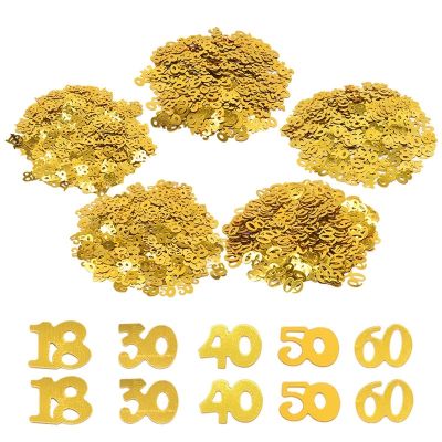 15g/bag Gold Sequins Number 18 30 40 50 60 Anniversary Decor Acrylic Confetti Table Scatters for Adult Birthday Party Decoration
