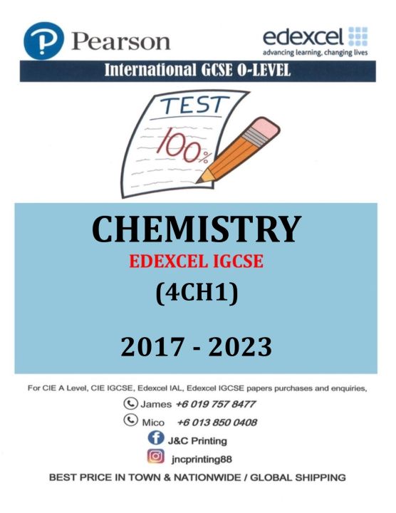 EDEXCEL IGCSE CHEMISTRY 4CH1 2017 - 2023 (PAPER 1&2) PAST YEAR PAPER ...