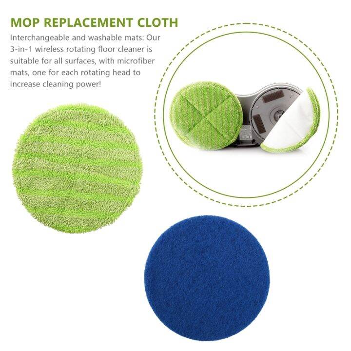 replacement-pad-for-cordless-electric-rotary-mop-sweeper-wireless-electric-rotary-mop-replacement-scrubber-pad-including-8-microfiber-mats-and-8-indoor-use-gaskets