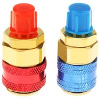 [HOT XIJXLKLKWMN 516] 2Pcs AC R134A Quick Coupler Connector Adapter Fittings High Low Manifold Connector อะแดปเตอร์ทองเหลืองเครื่องปรับอากาศ Refrigerant