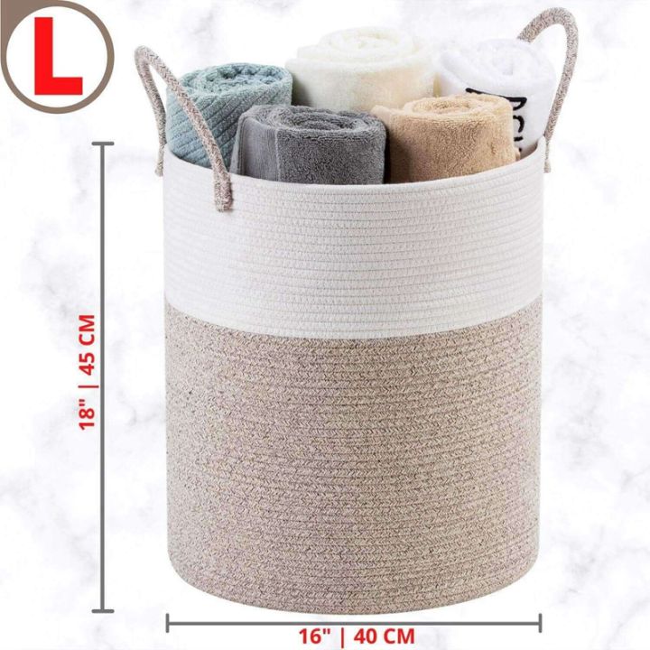 2x-decorative-woven-cotton-rope-basket-tall-laundry-basket-hamper-blanket-basket-for-living-room