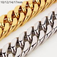 10/12/15/17/19MM Silver Color/Gold/Black Stainless Steel  Curb Cuban Chain Mens Womens Necklace Or Bracelet 7-40" Xmas Gift Fashion Chain Necklaces