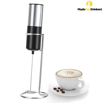 Milk Frother Handheld, Electric Milk Frother for Coffee with Stand, Battery  Operated Whisk Mixer, Stainless Steel Foamer for Lattes,Cappuccino, Matcha, Hot  Chocolate 