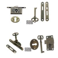 2Pcs/Lot Mini Antique Bronze Classic Jewelry Decorative Mortise Lock Box Case Square Deadbolt Hooking Bolt