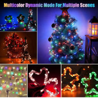 New Year Festoon LED String Bluetooth Colorful Christmas Tree Pendant Ornaments Home Room Decor Light Garland RGB Fairy Lights