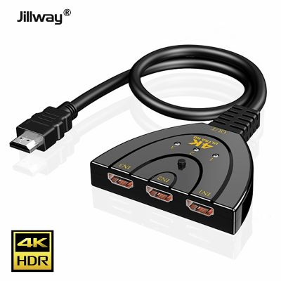 Jillway HDMI 3 In 1Switch 3Port 4K HDMI 3x1Switch Splitter dengan Kabel Pigtail Mendukung Full HD 4K1080P 3D Player Video Converter